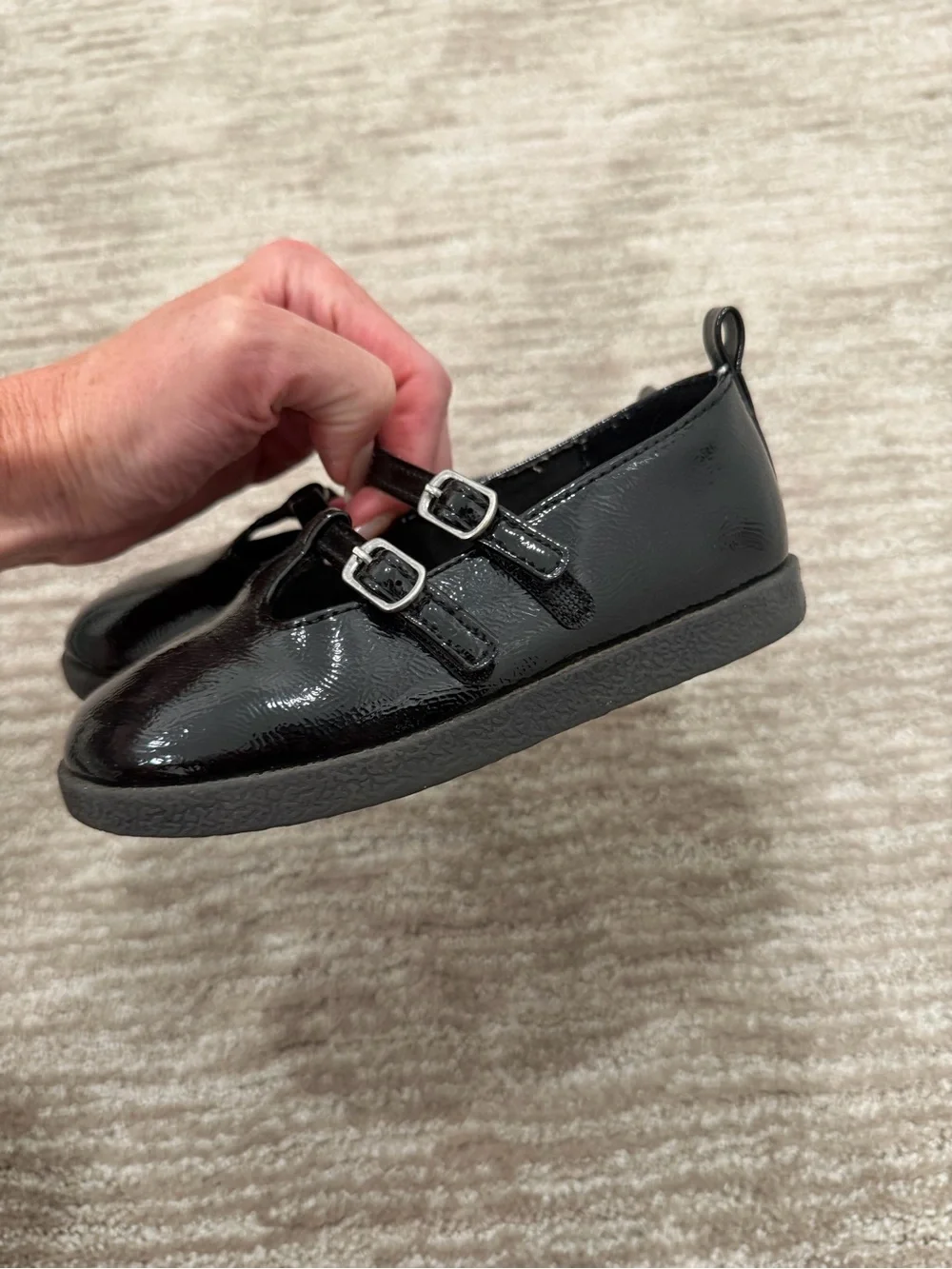 Old Navy Black Patent Double-Strap Mary Jane Kids Shoes